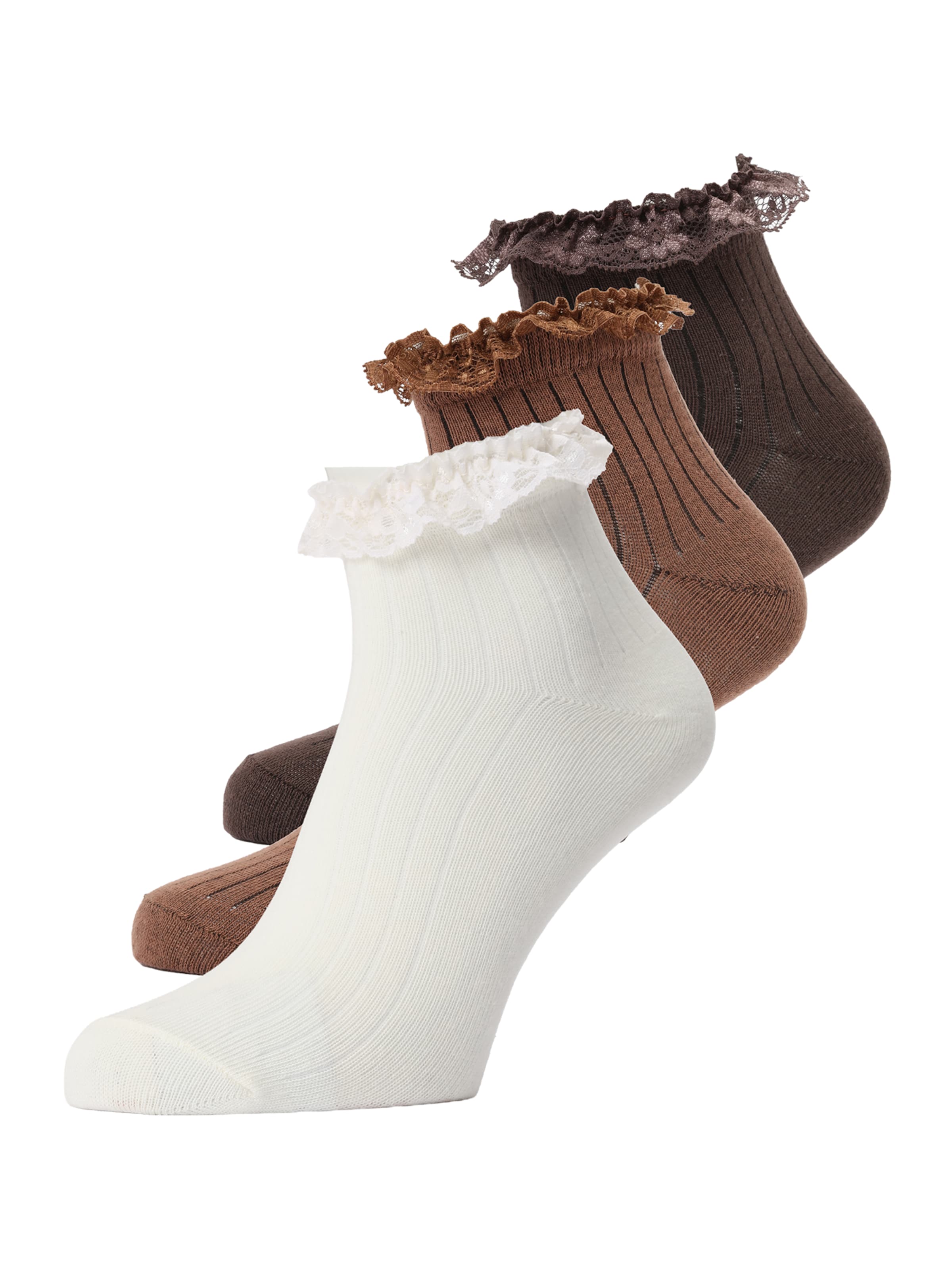 Trendyol Chaussettes en caramel / brun foncé / blanc, Vue avec produit