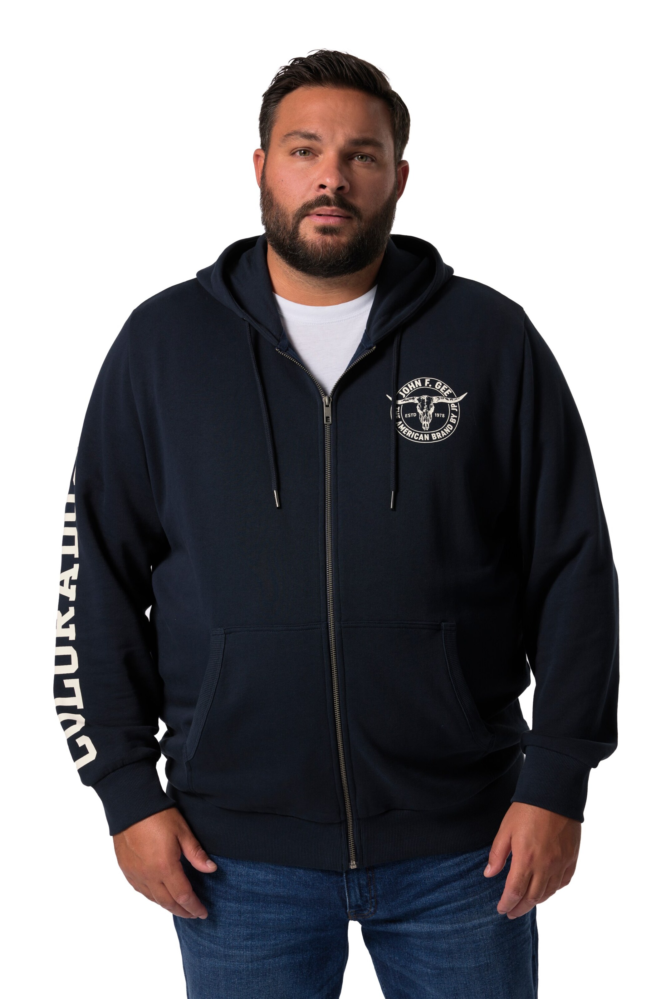 John F. Gee Sweatjacke in Blau: Vorderseite