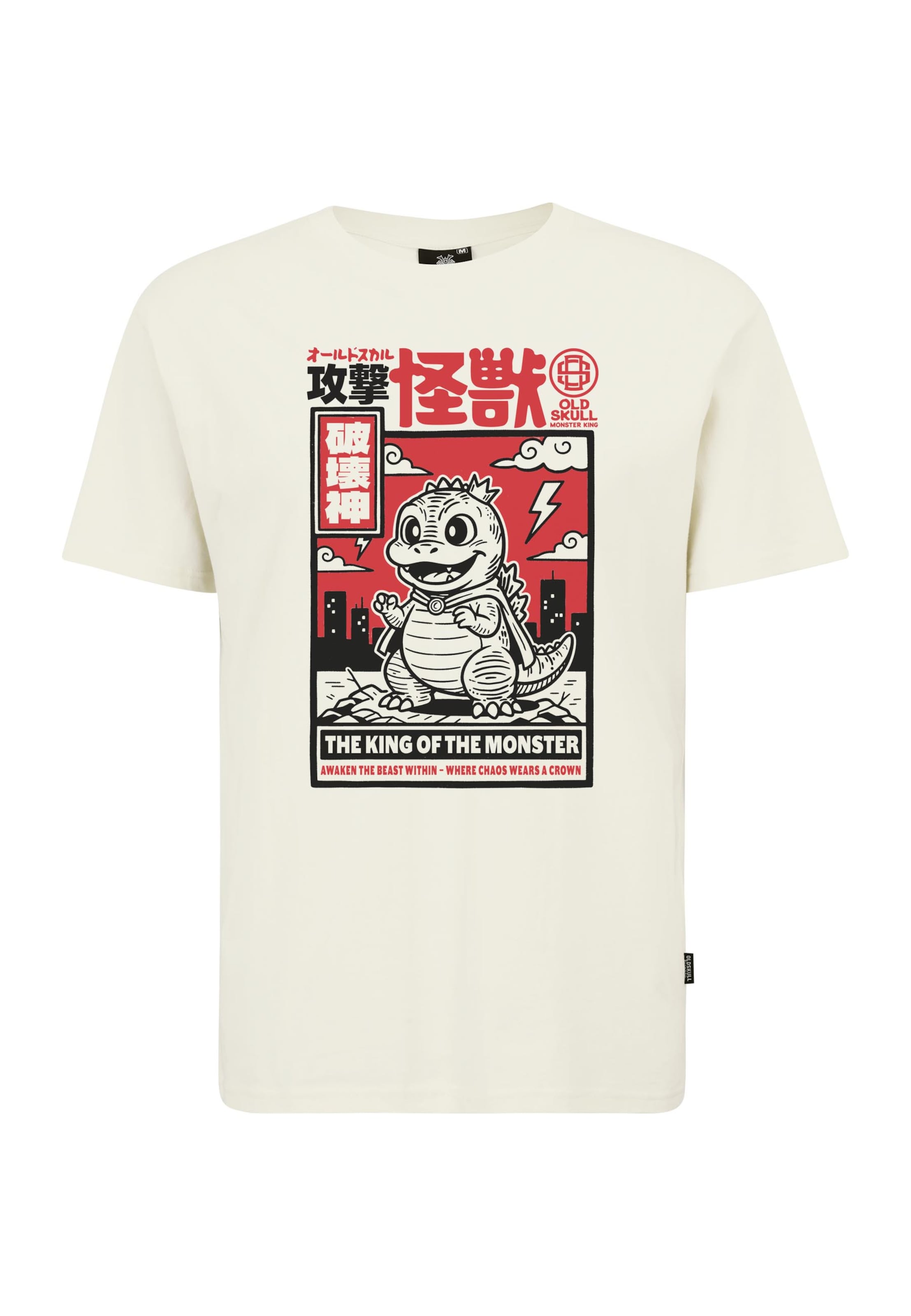 Oldskull Shirt 'Asian Mini Monster Graphic' in White: front