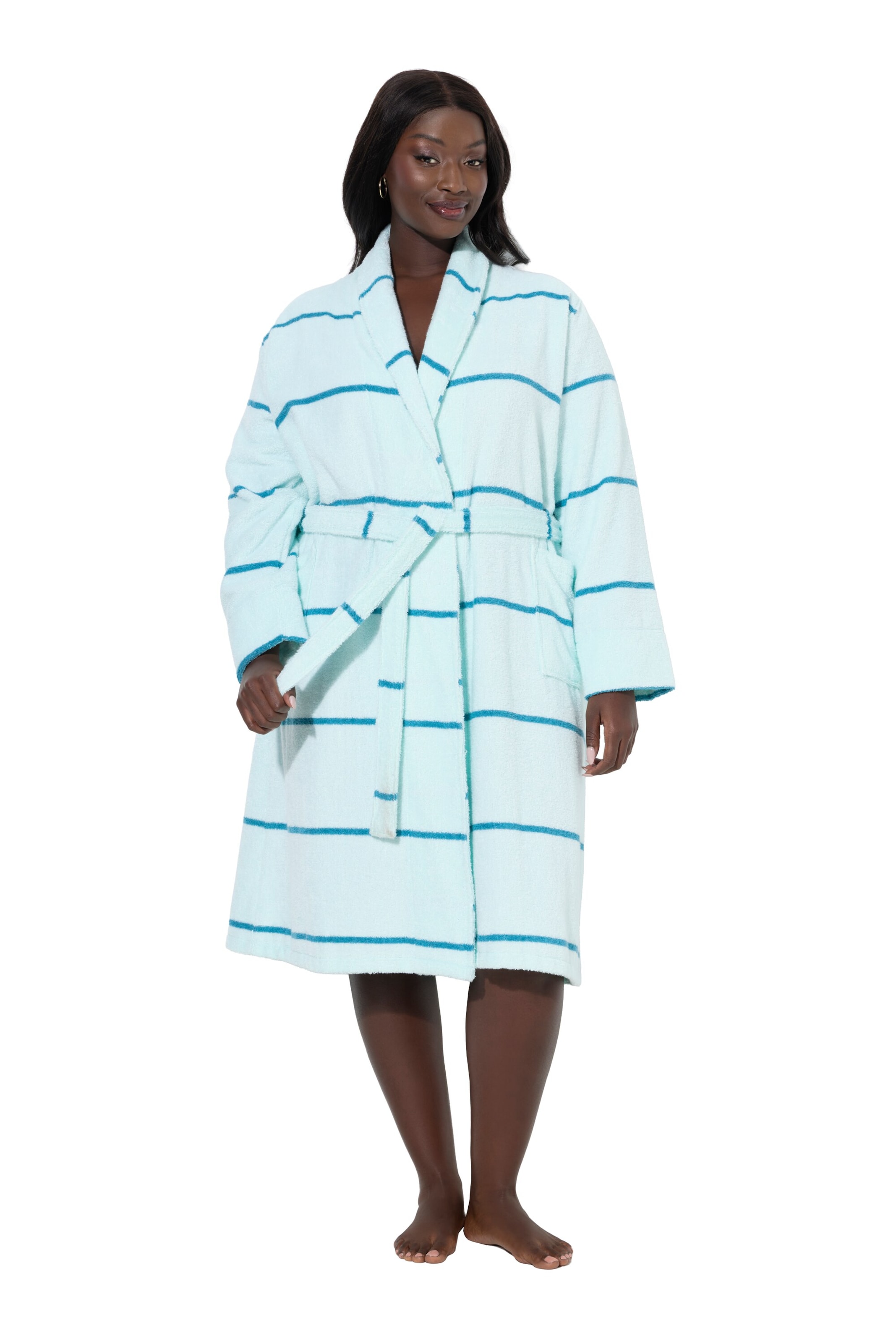 Ulla Popken Dressing Gown in Blue: front