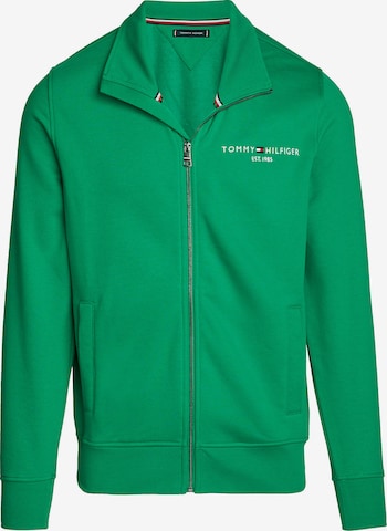 TOMMY HILFIGER Sweatvest 'Stand-Up Collar' in Groen: voorkant