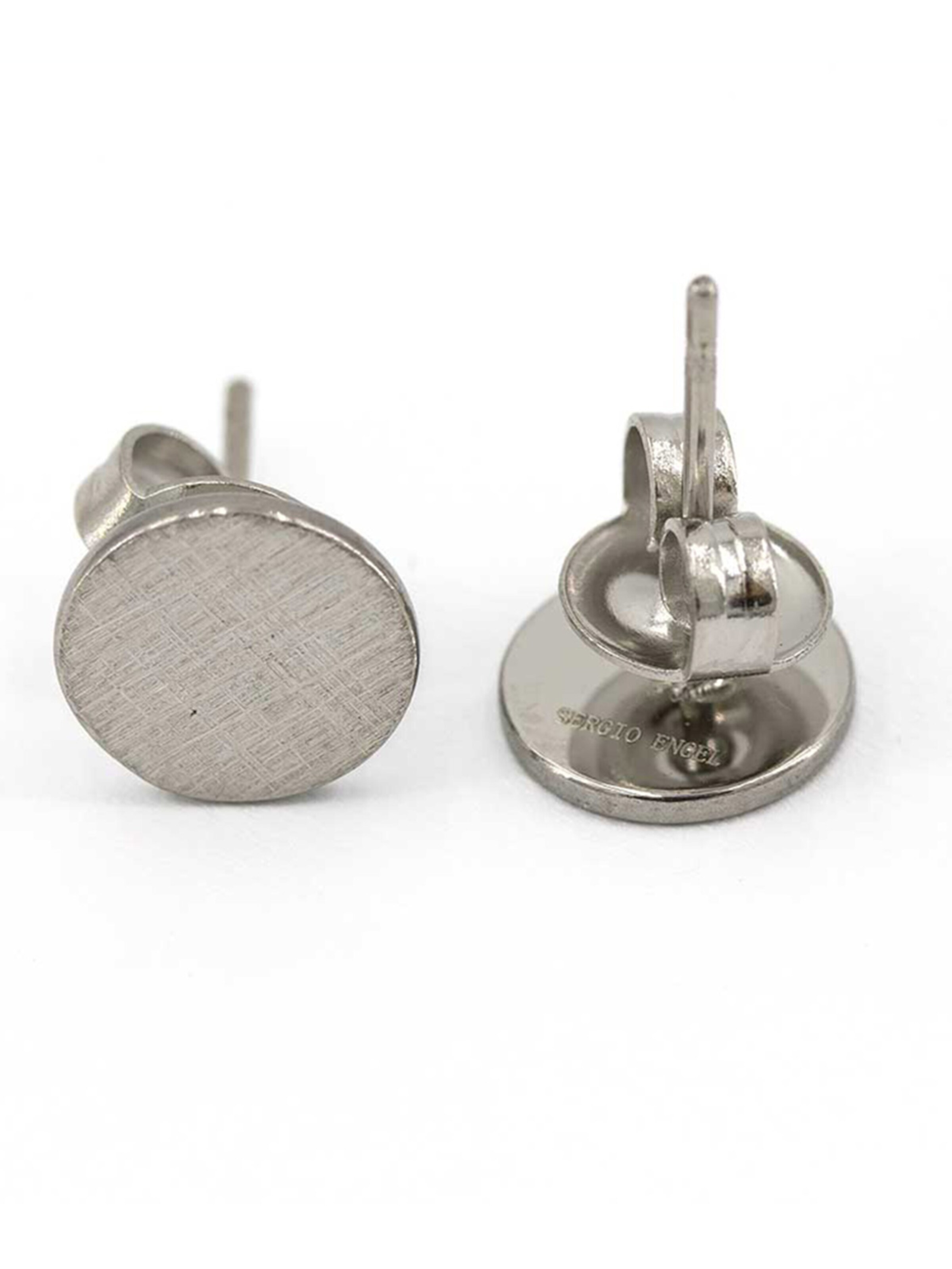 Sergio Engel Ohrringe 'Pura Ohrring 08 Minimalistische Edelstahlstecker in 3 Farben mit gekratzter Oberfläche'‌ in Silber