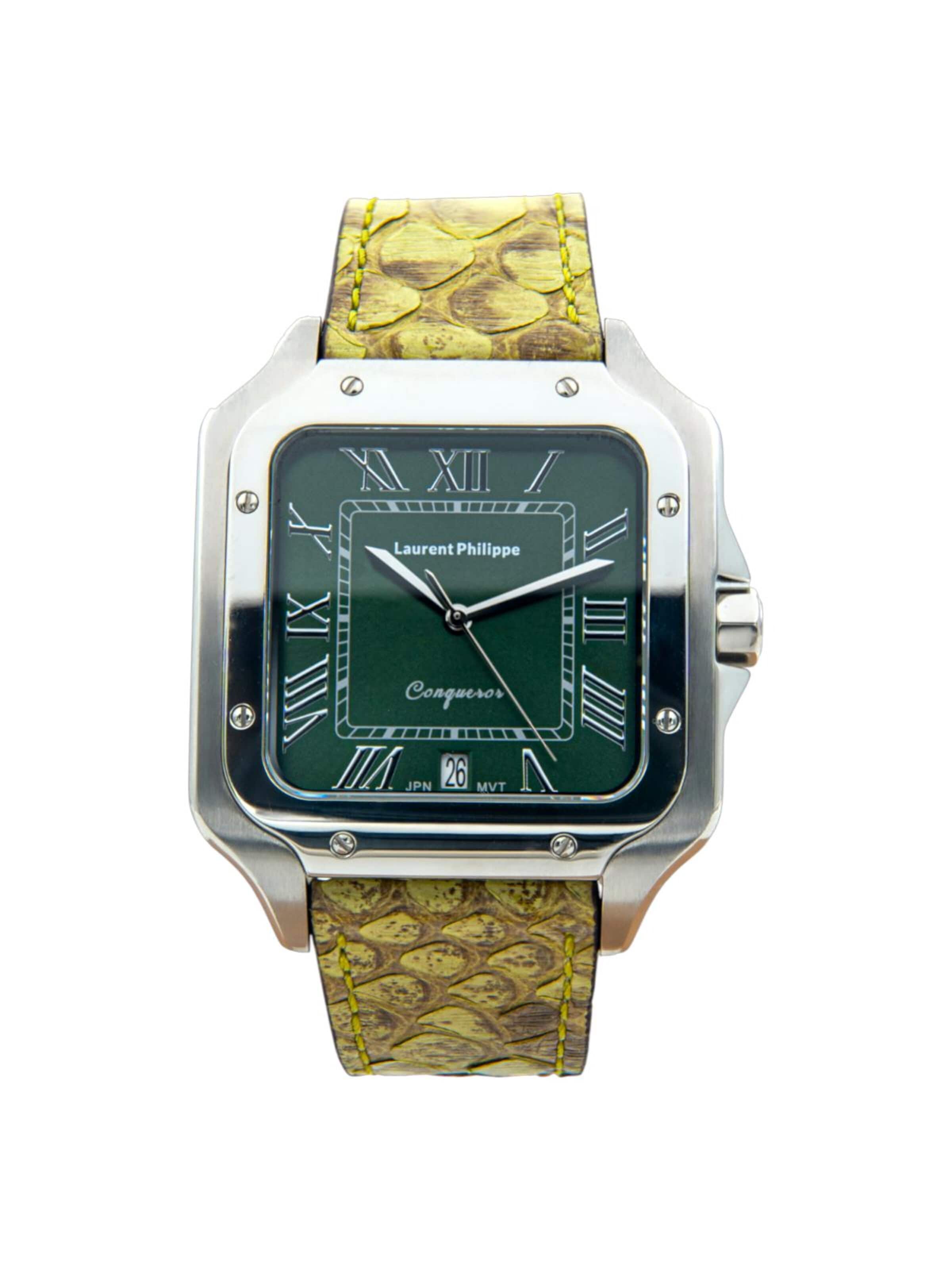 Laurent Philippe Analog watch 'Conqueror Emerald – Toxic Lizard' in Green: front