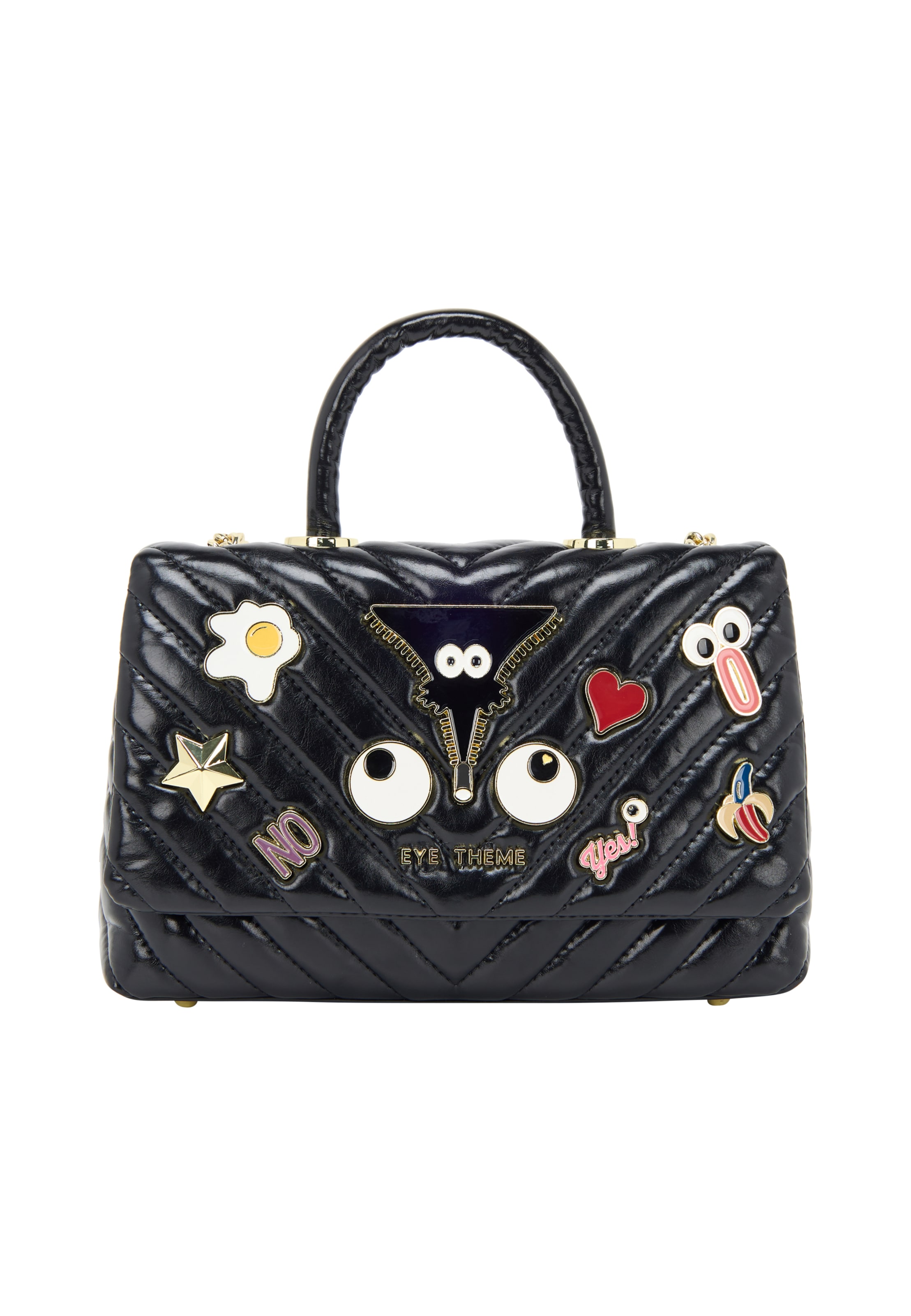 MYMO Handbag 'Pop Eyetheme' in Black: front