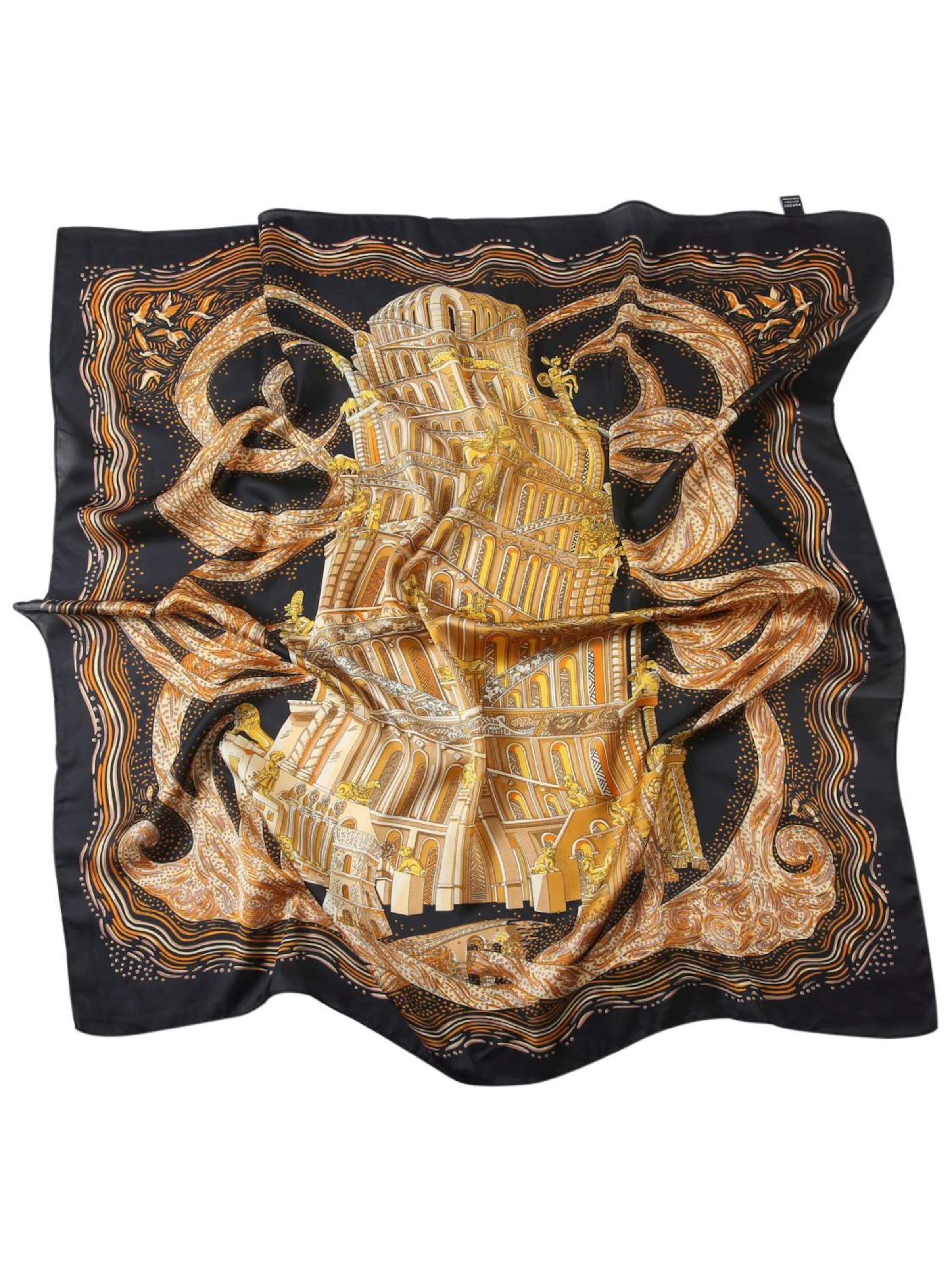 Écharpe 'Grand carré de Soie Babylone Zoé' alberto cabale en or : devant