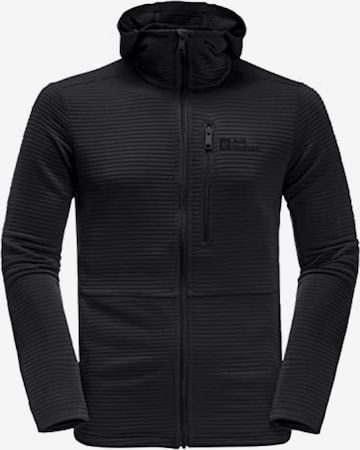 JACK WOLFSKIN Athletic Fleece Jacket in Black: front