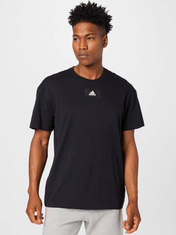 ADIDAS SPORTSWEAR Λειτουργικό μπλουζάκι 'Essentials Feelvivid Drop Shoulder' σε μαύρο: μπροστά