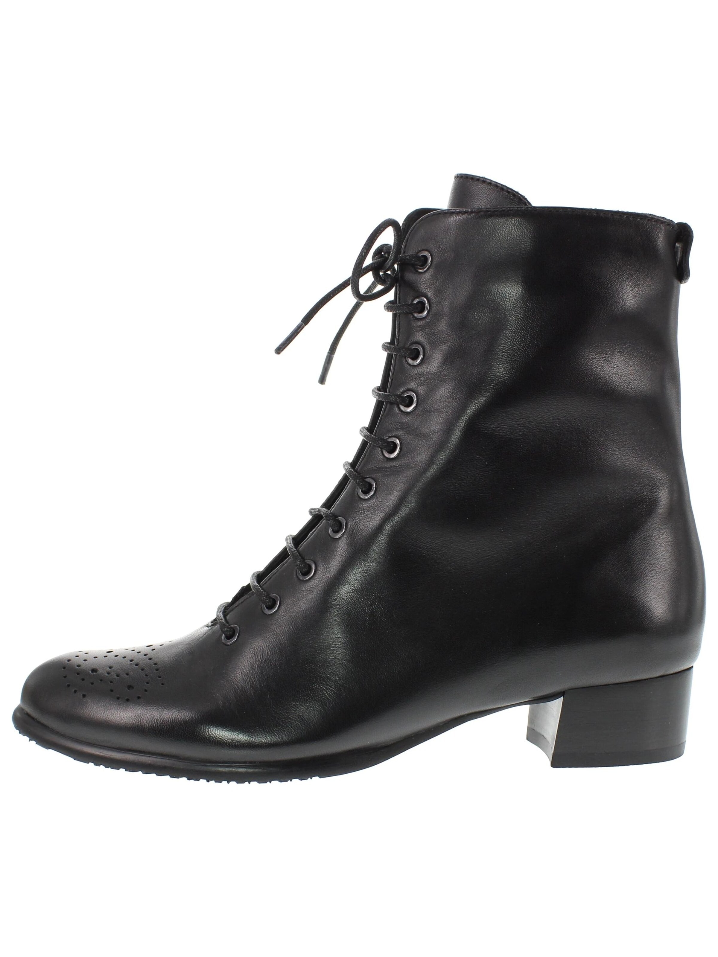 XAVER LUIS Schuhmanufaktur Lace-Up Ankle Boots 'BENITA' in Black: front
