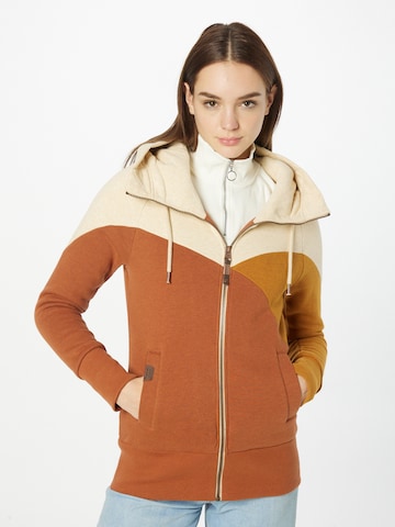 Ragwear Zip-Up Hoodie in Brown: front