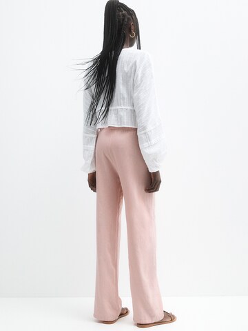 Wide Leg Pantalon Pull&Bear en rose