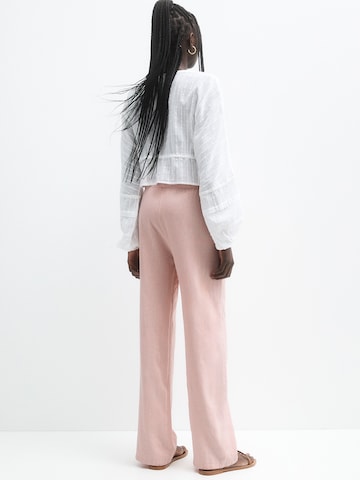 Wide Leg Pantalon Pull&Bear en rose