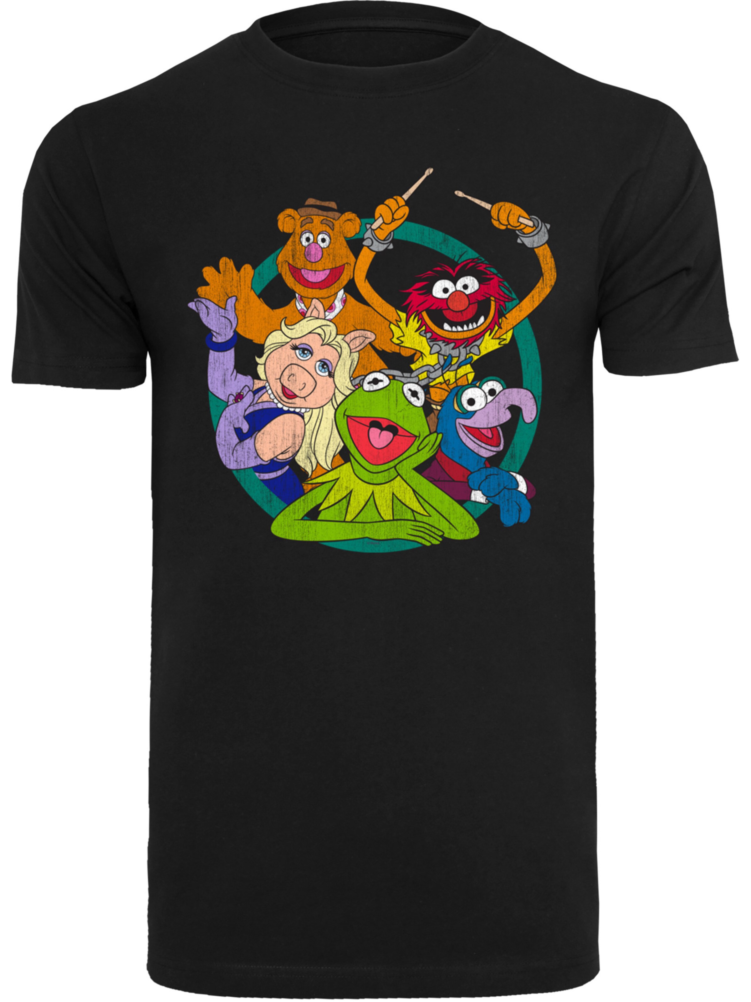 T-Shirt 'Disney The Muppets Group Circle' F4NT4STIC en noir : devant