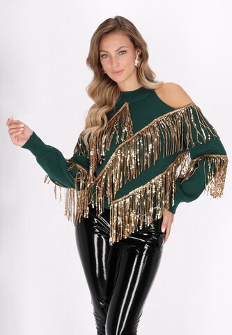 Pull-over faina en vert : devant