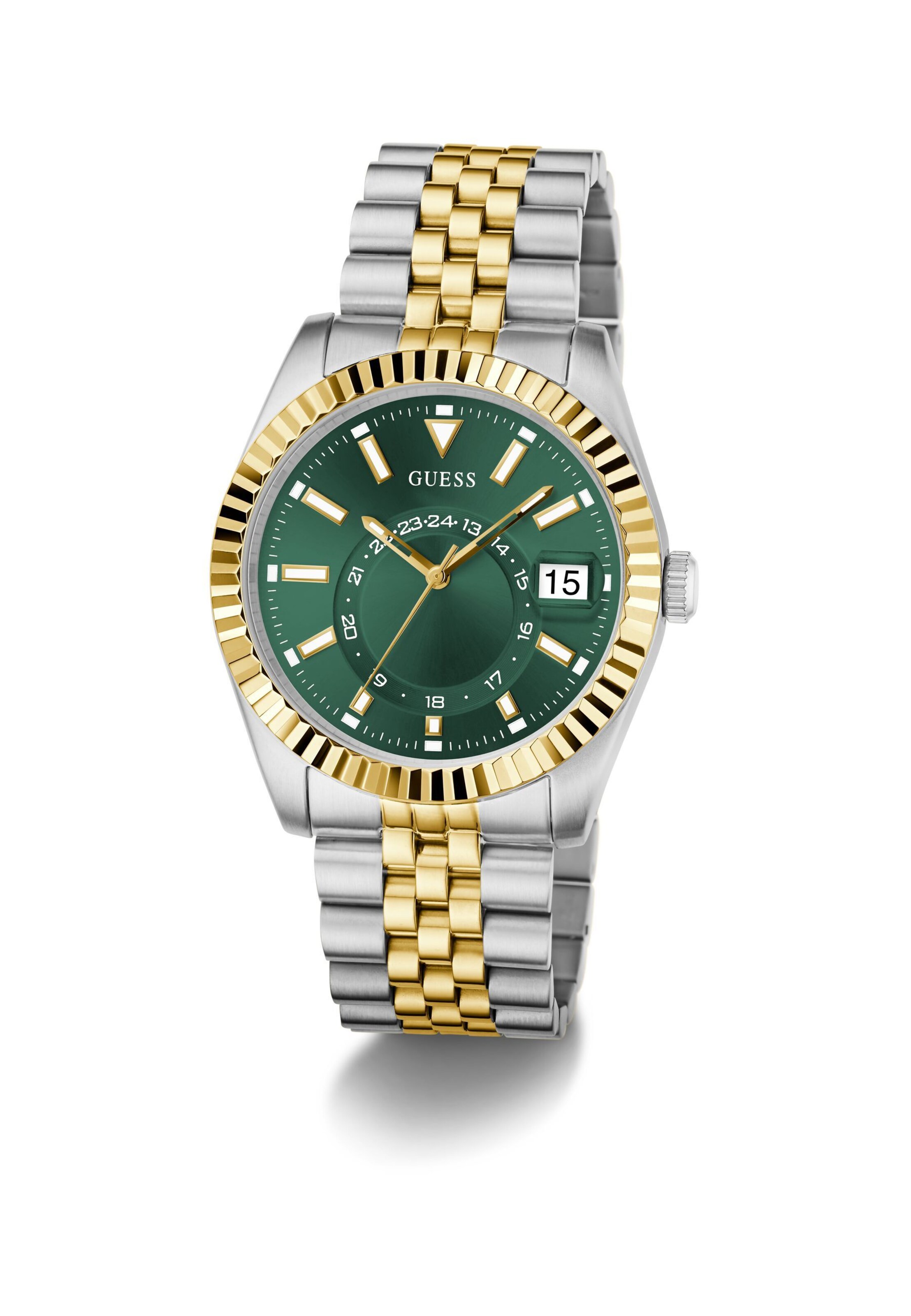 GUESS Analogt ur 'JADEN' i sølv: forside