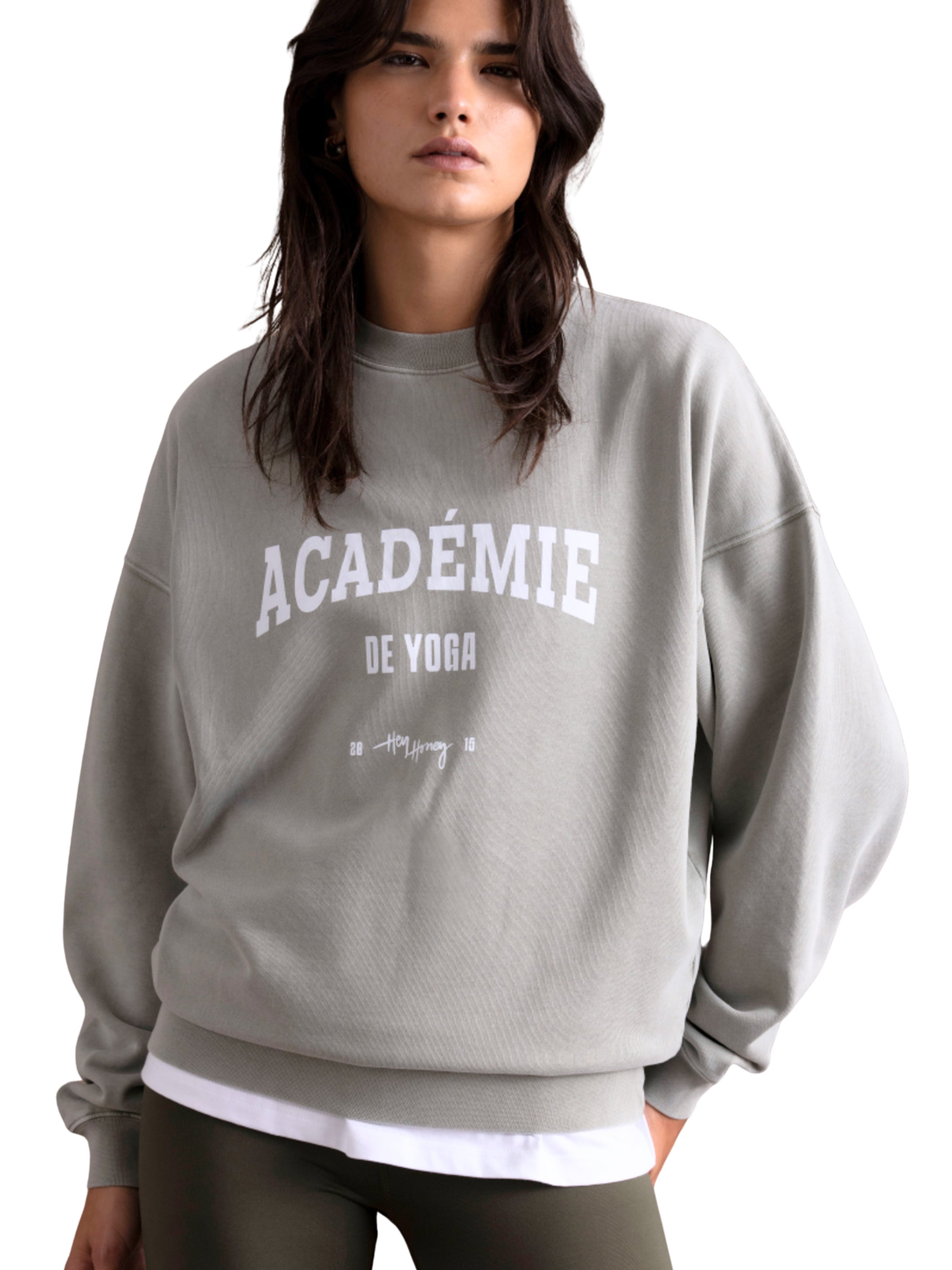 Hey Honey Sweatshirt 'Academie'‌‌‌‌ in Grau: Vorderseite