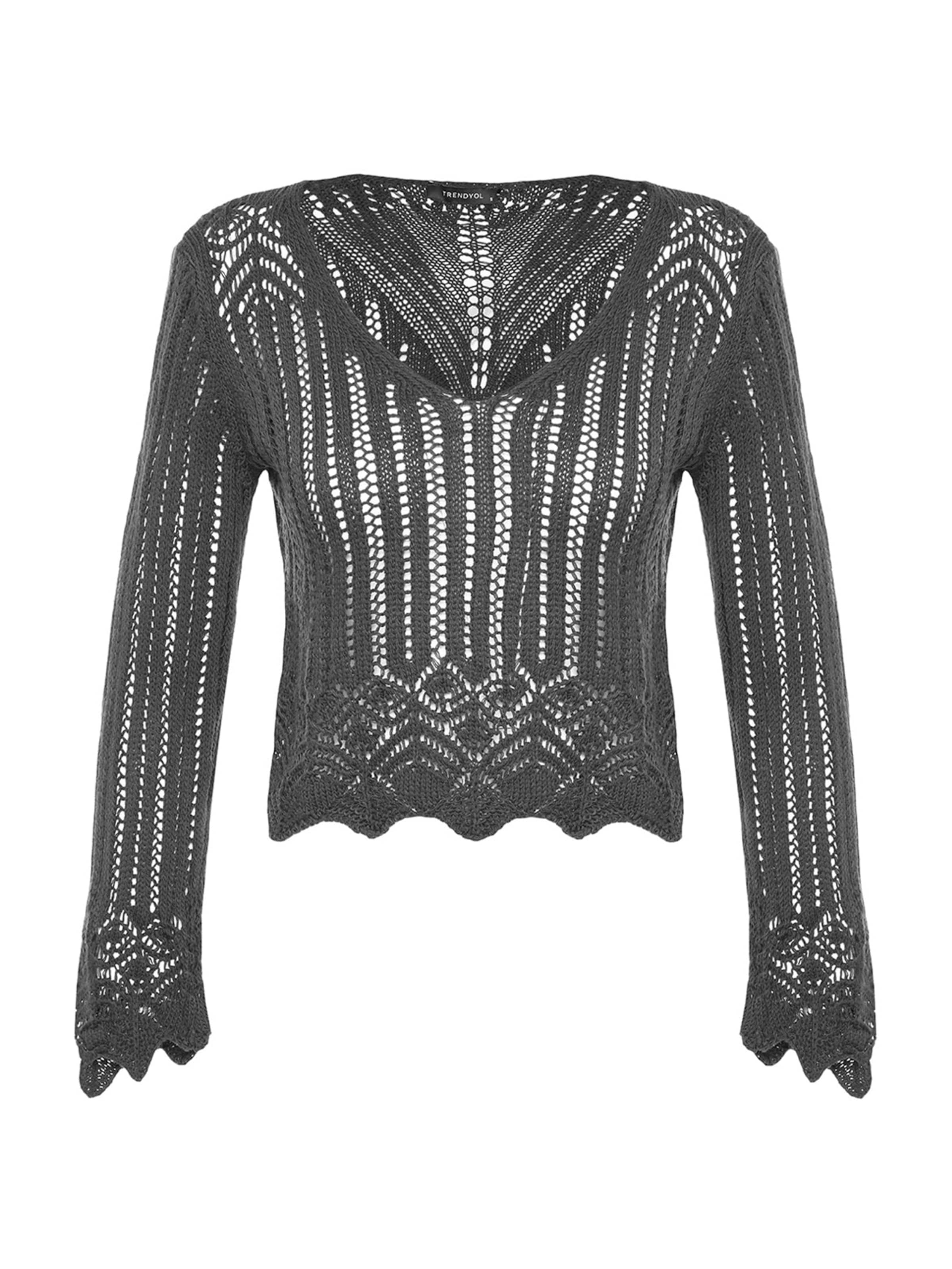 Trendyol Пуловер в сиво: отпред