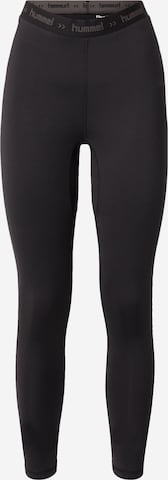 Skinny Pantalon de sport Hummel en noir : devant