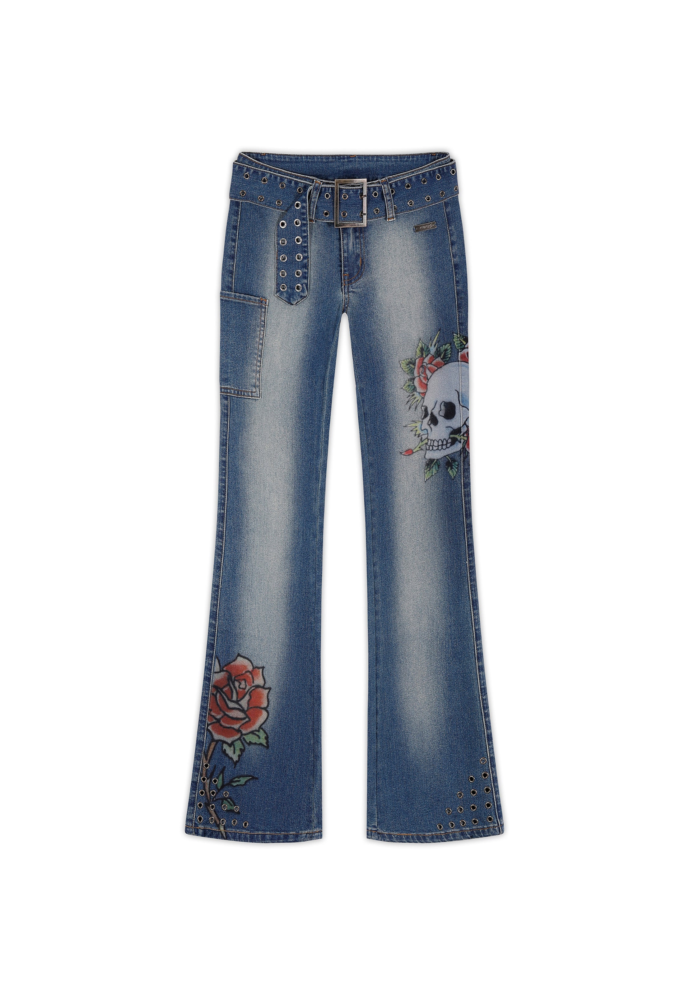 Ed Hardy Bootcut Jeans in Blau: Vorderseite