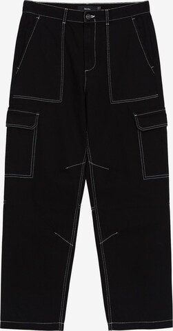 Loosefit Pantalon cargo Bershka en noir : devant