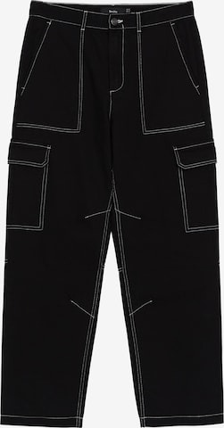 BershkaCargo hlače - crna boja: prednji dio