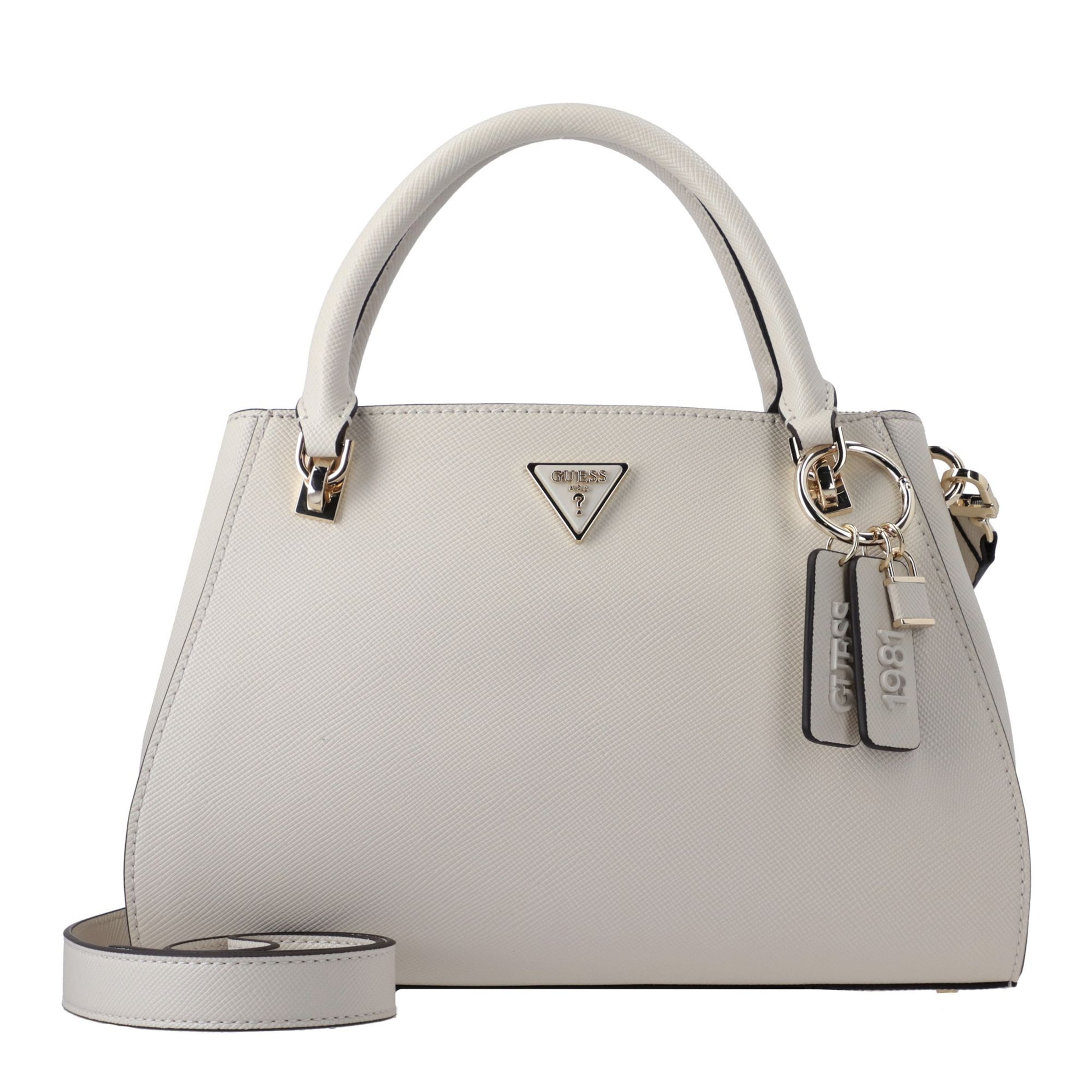 GUESS Τσάντα χειρός 'NOELLE II LUXURY SATCHEL' σε λευκό: μπροστά