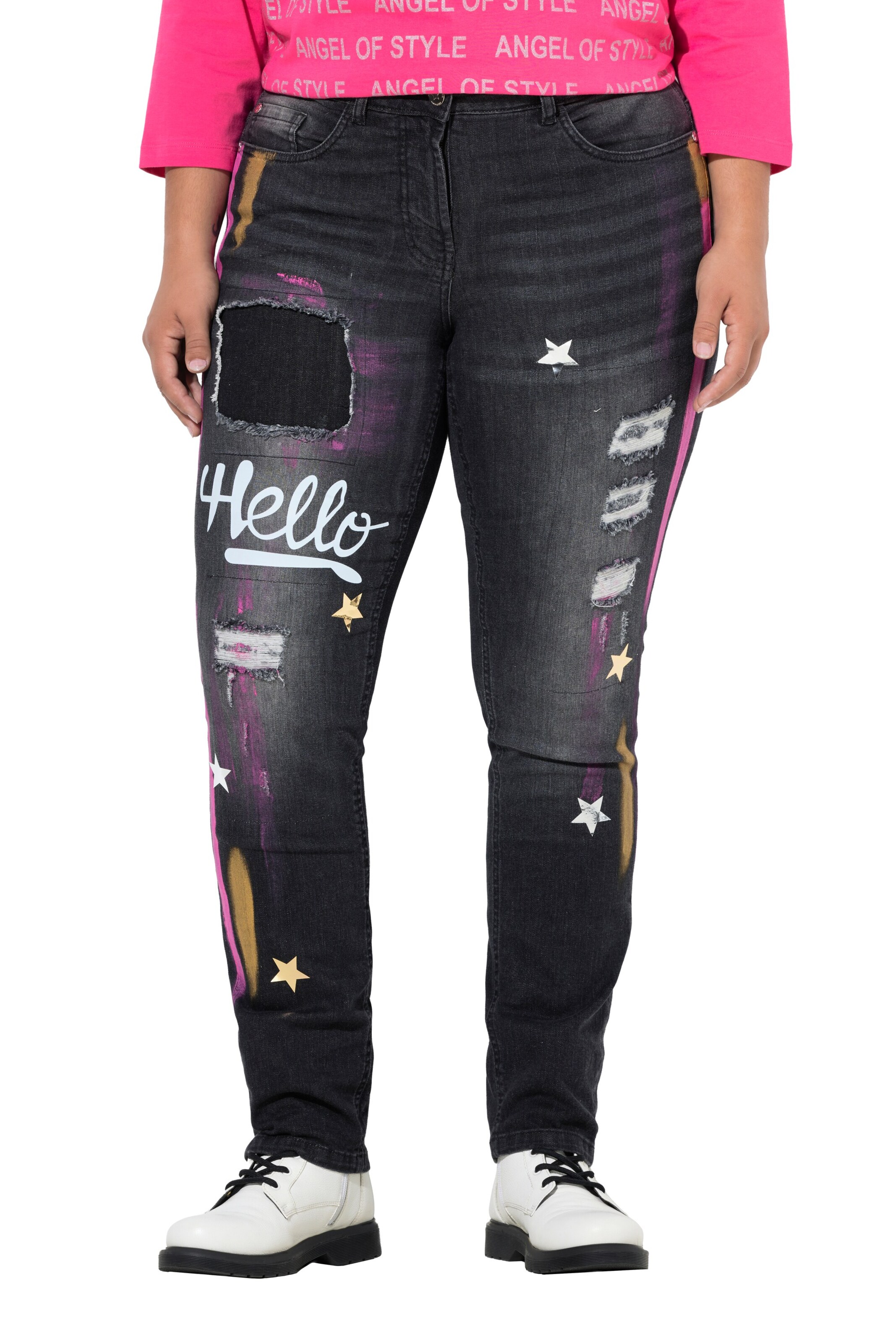 Angel of Style Regular Jeans in Black: front