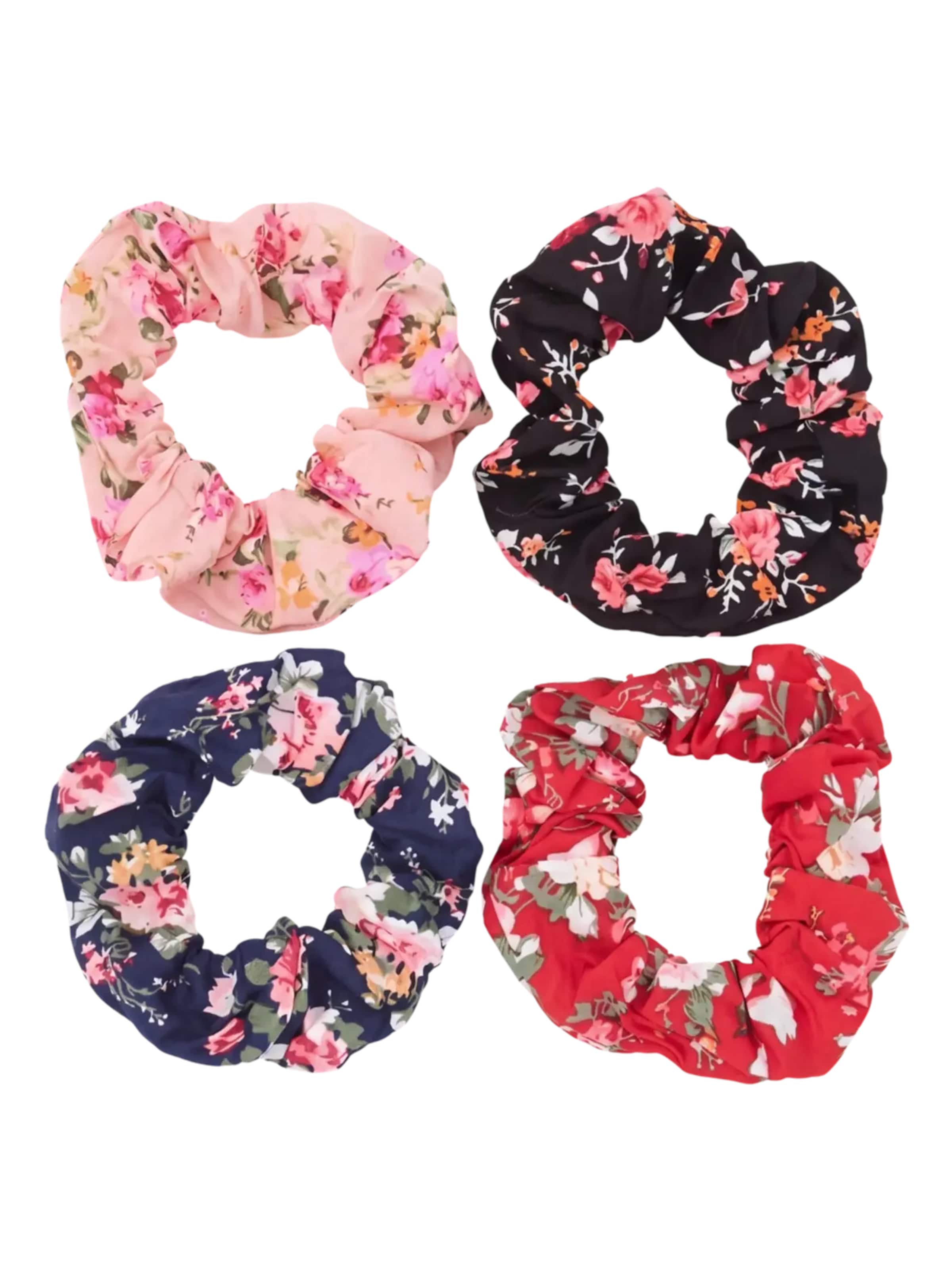 Good to Blue Hair Jewelry 'Floral Dream Scrunchie Set' in Black: front