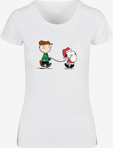 Merchcode Shirt 'Peanuts Snoopy On A Walk' in White: front