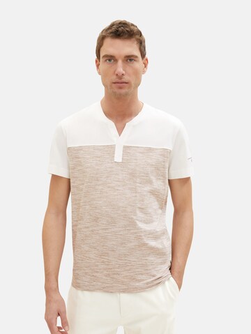 TOM TAILOR Shirt 'Serafino' in Beige: front