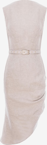AVENUE N°29 Jurk 'Cowl Neckline Asymmetric Midi Dress' in Beige: voorkant
