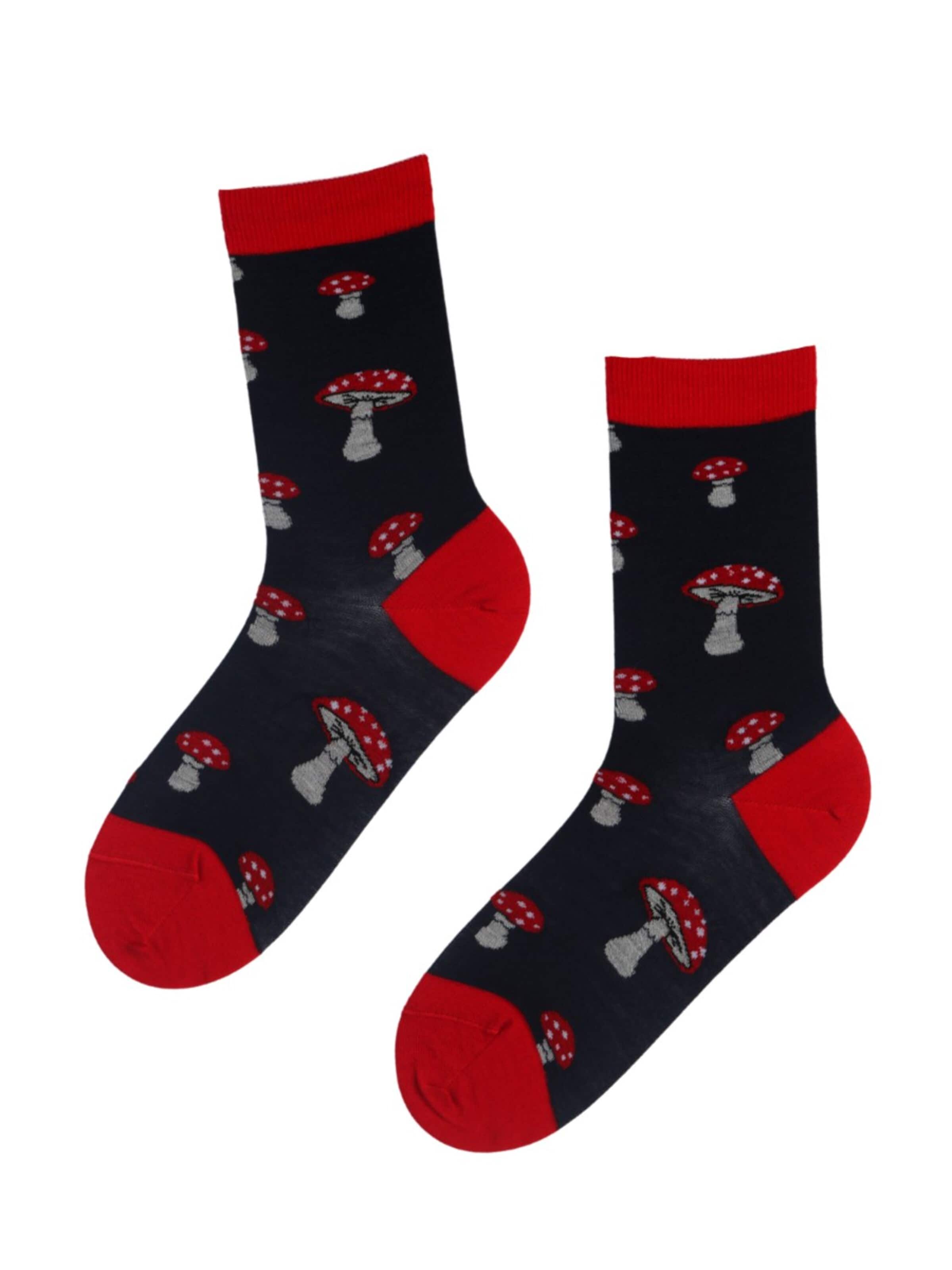 Sokisahtel Sokker 'PUFFBALL merino wool socks with mushroom' i blandingsfarvet: forside
