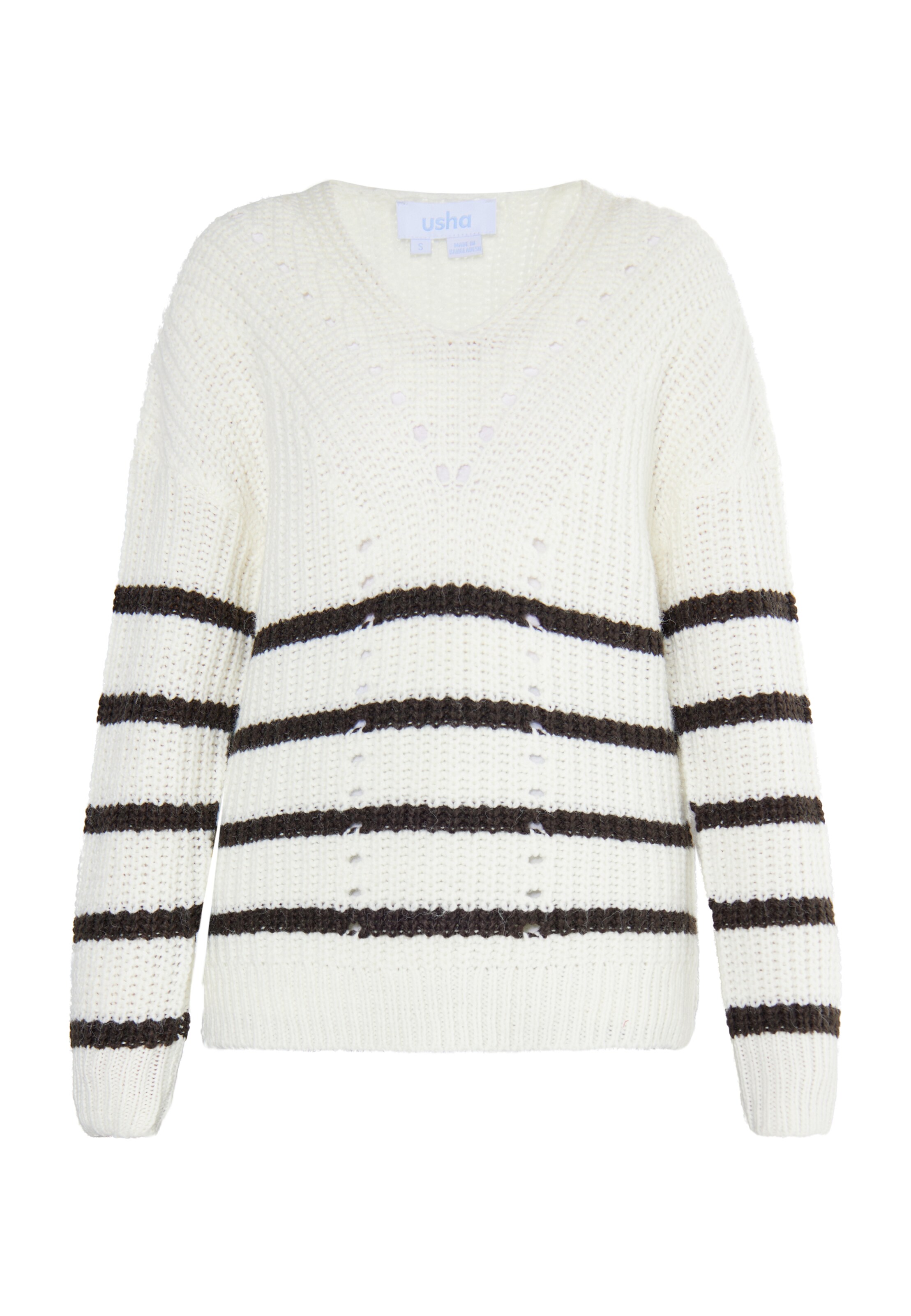 usha BLUE LABEL Пуловер 'Fenia' в бяло: отпред