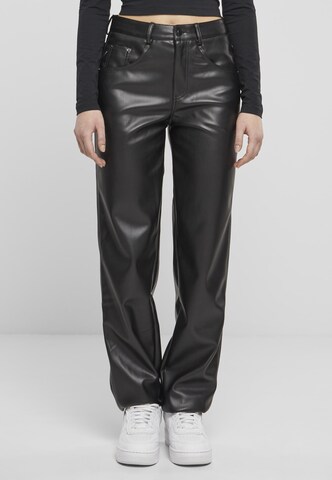 Urban Classics Regular Trousers in Black: front