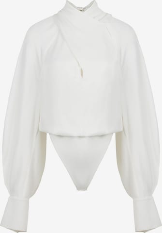 NOCTURNE Blouse Bodysuit in White: front