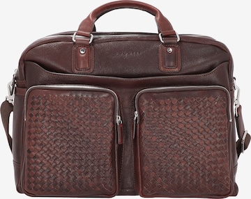 bugatti Document Bag 'Woven' in Brown: front