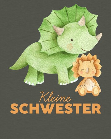 watabout.kids T-Shirt 'Dinosaurier 07 Kleine Schwester' in Grün