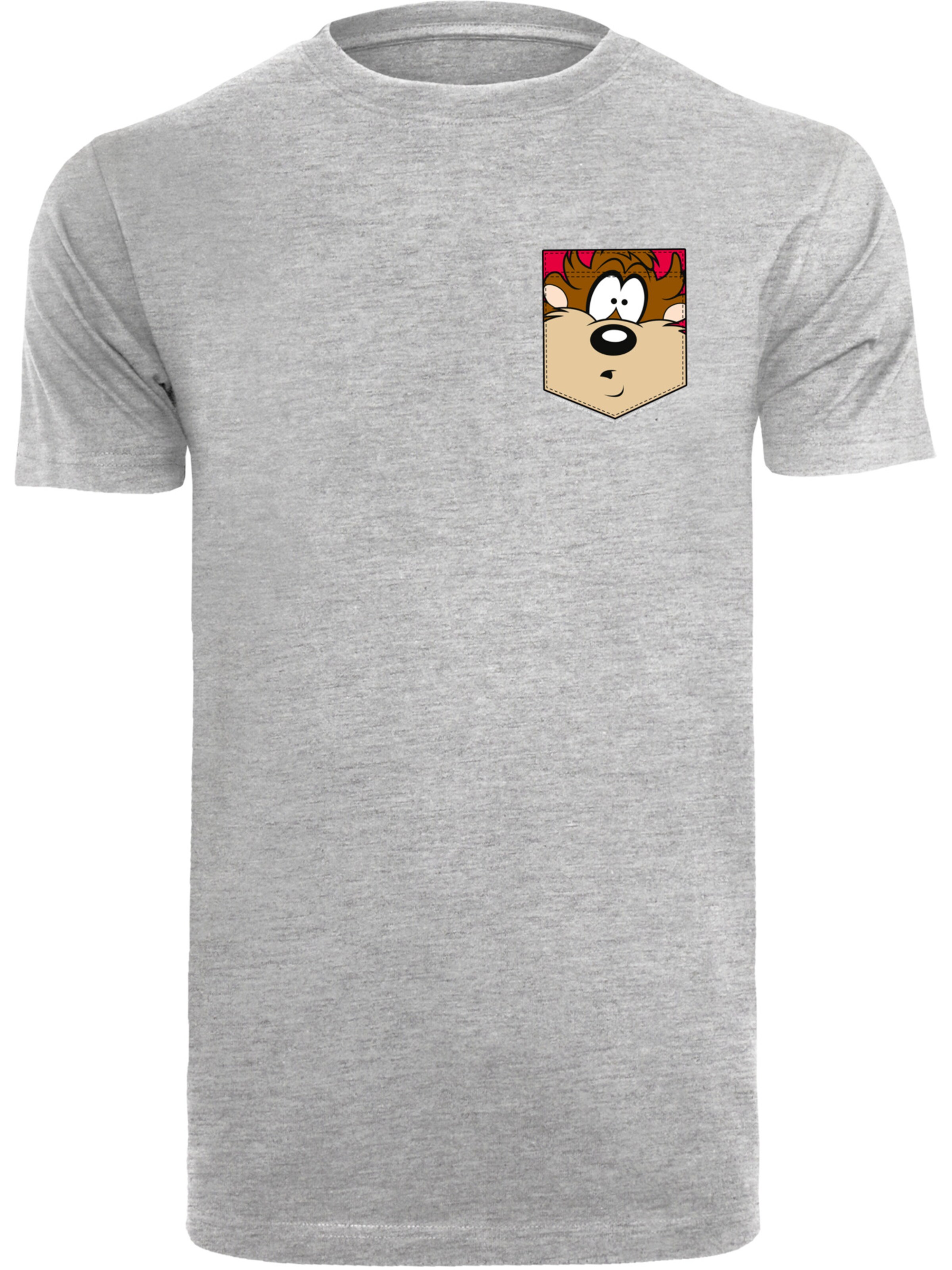 T-Shirt 'Looney Tunes Tasmanian Devil Face' F4NT4STIC en gris : devant