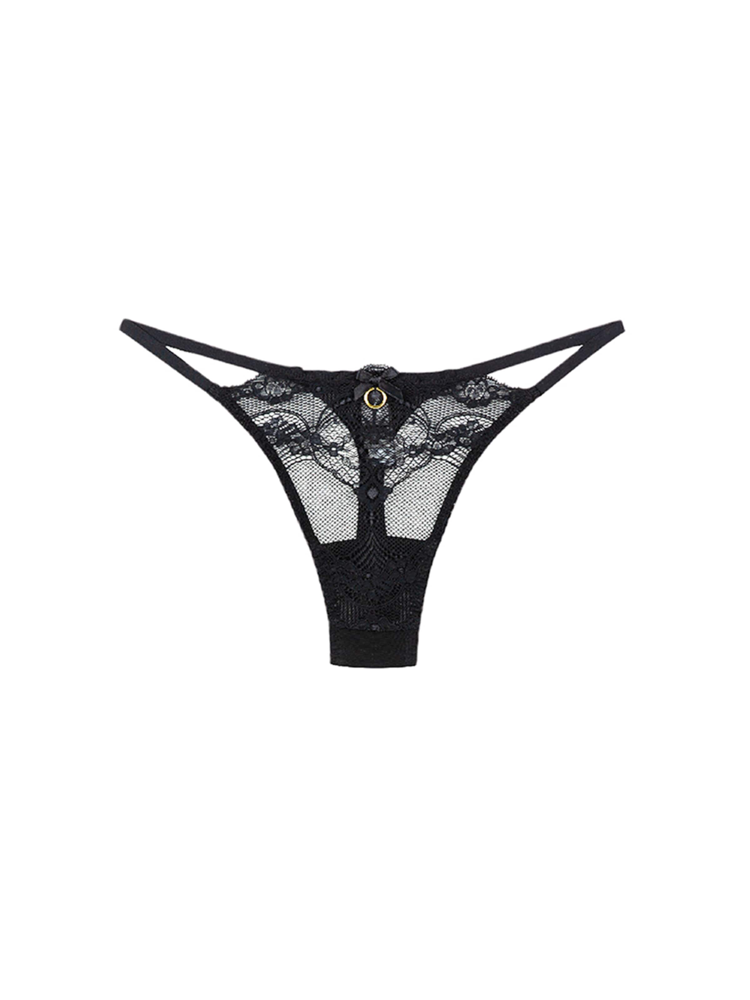 La Muel Lingerie String 'String black' in Schwarz: Vorderseite
