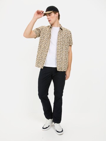 CAMEL ACTIVE Regular Fit Kurzarmhemd mit Strukturmuster in Beige