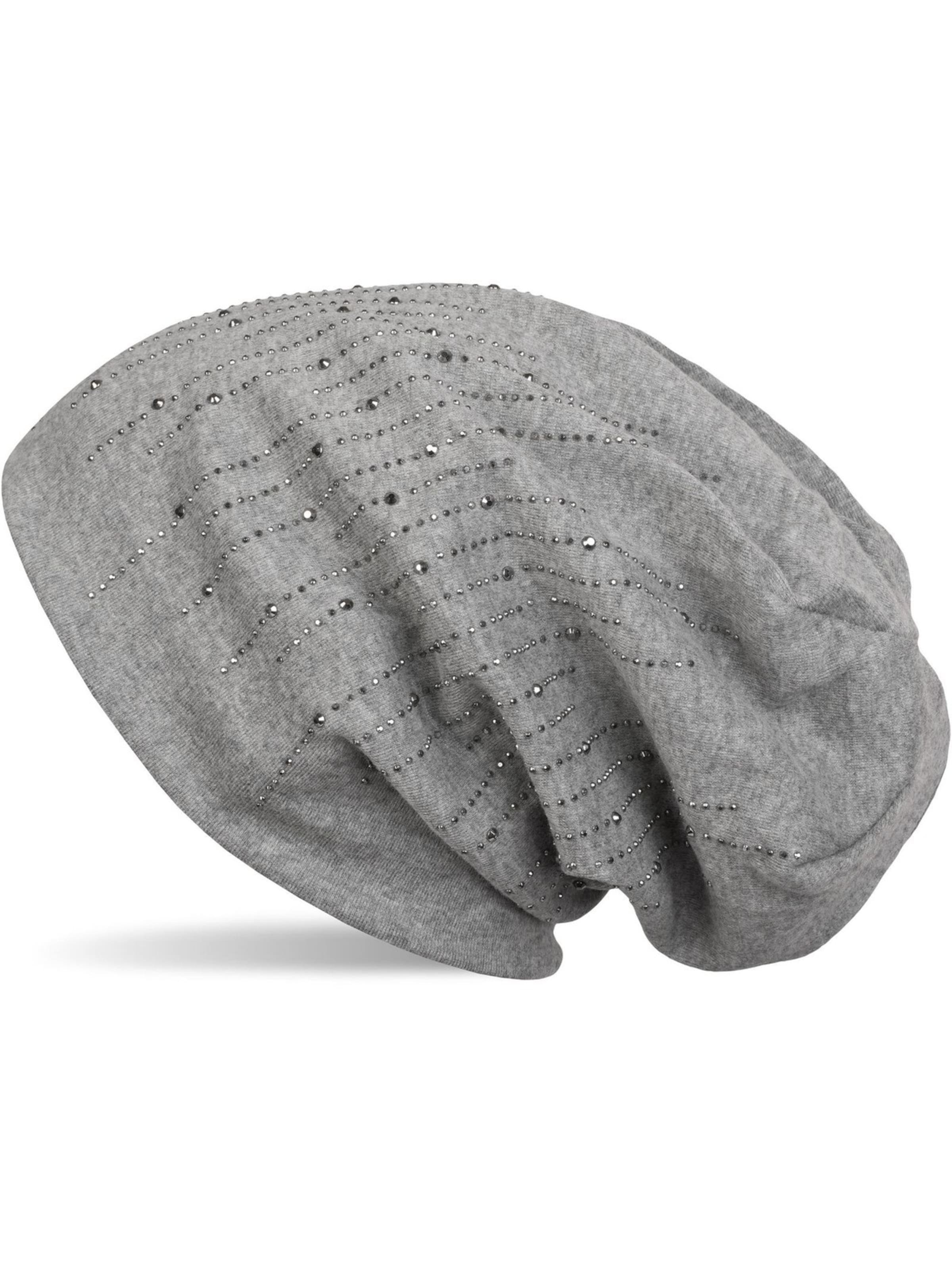 styleBREAKER Mütze 'Beanie mit Strass Streifen'‌‌‌‌ in Grau: Vorderseite