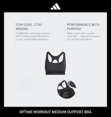 Bustieră Sutien sport 'Optime' de la ADIDAS PERFORMANCE pe negru