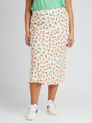 PIECES Curve Skirt 'NYA' in White: front