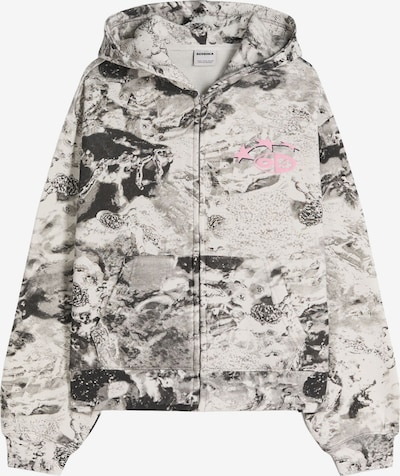 Bershka Collegetakki värissä harmaa / pastellinpinkki / musta / offwhite, Tuotenäkymä