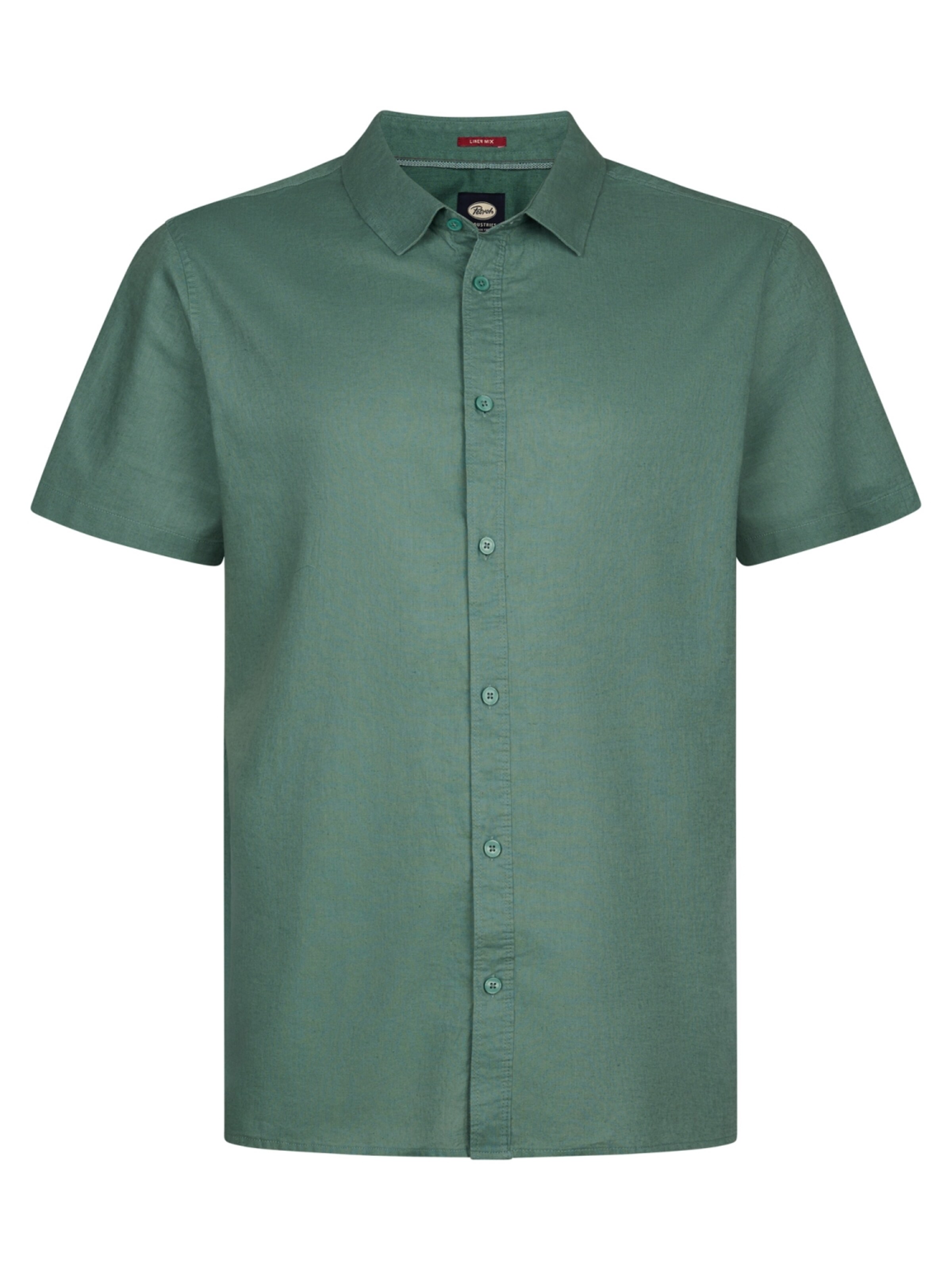 PETROL Comfort fit Button Up Shirt 'Men Shirt Short Sleeve Uni Oil Green' in Green: front