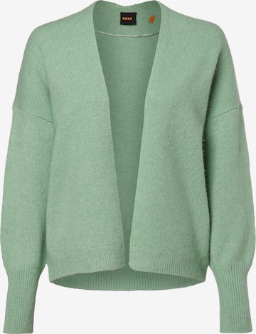 BOSS Orange Knit Cardigan 'Falescana' in Green: front