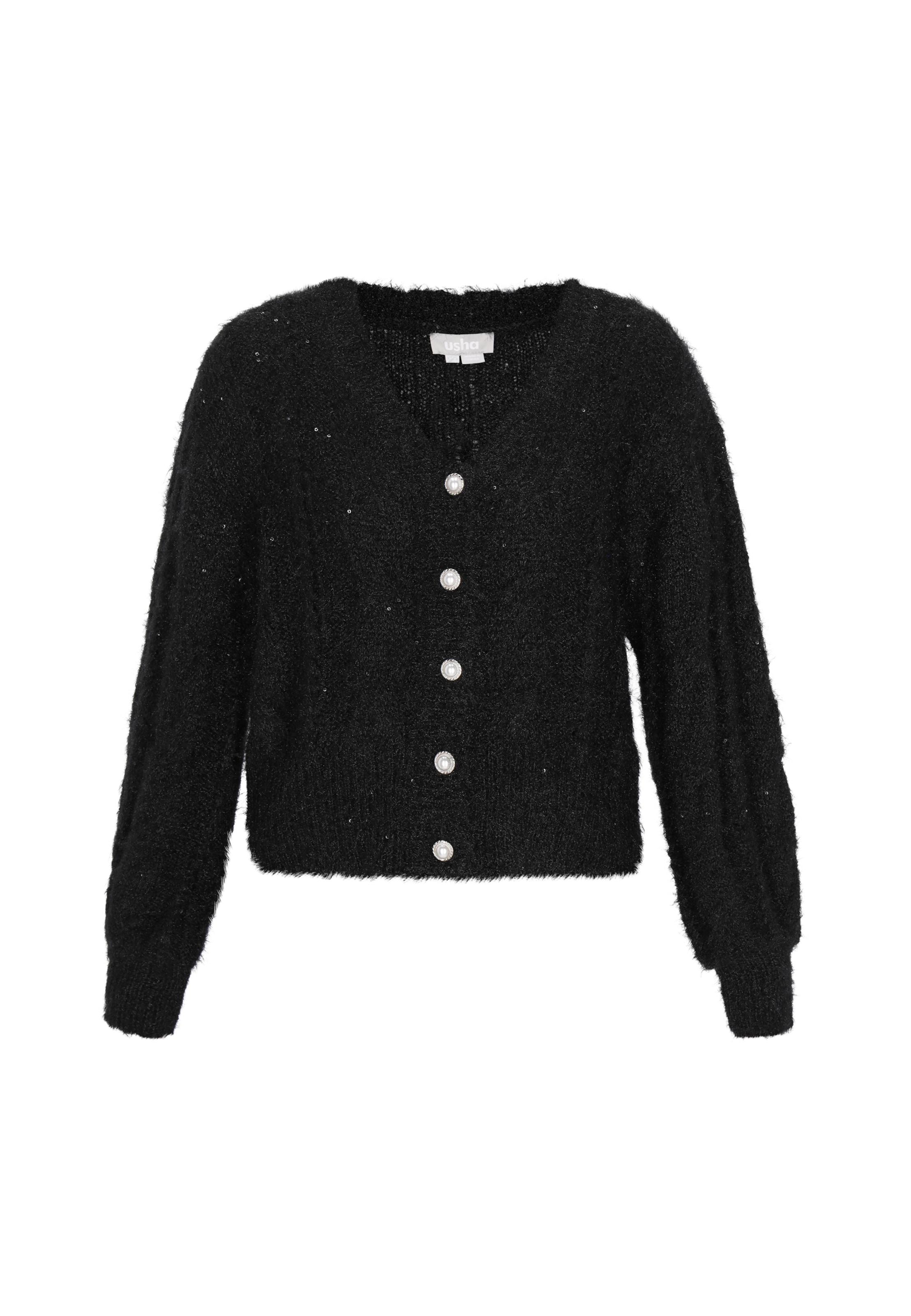Usha Knit cardigan in Black: front