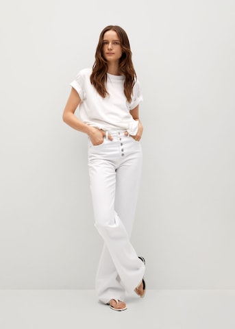 MANGO Szeroka nogawka Jeansy 'Ariadna' w kolorze biały