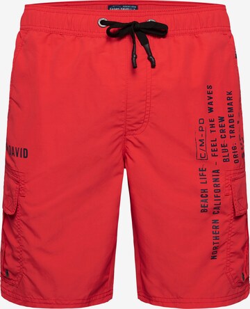 CAMP DAVID Board Shorts in Red: front