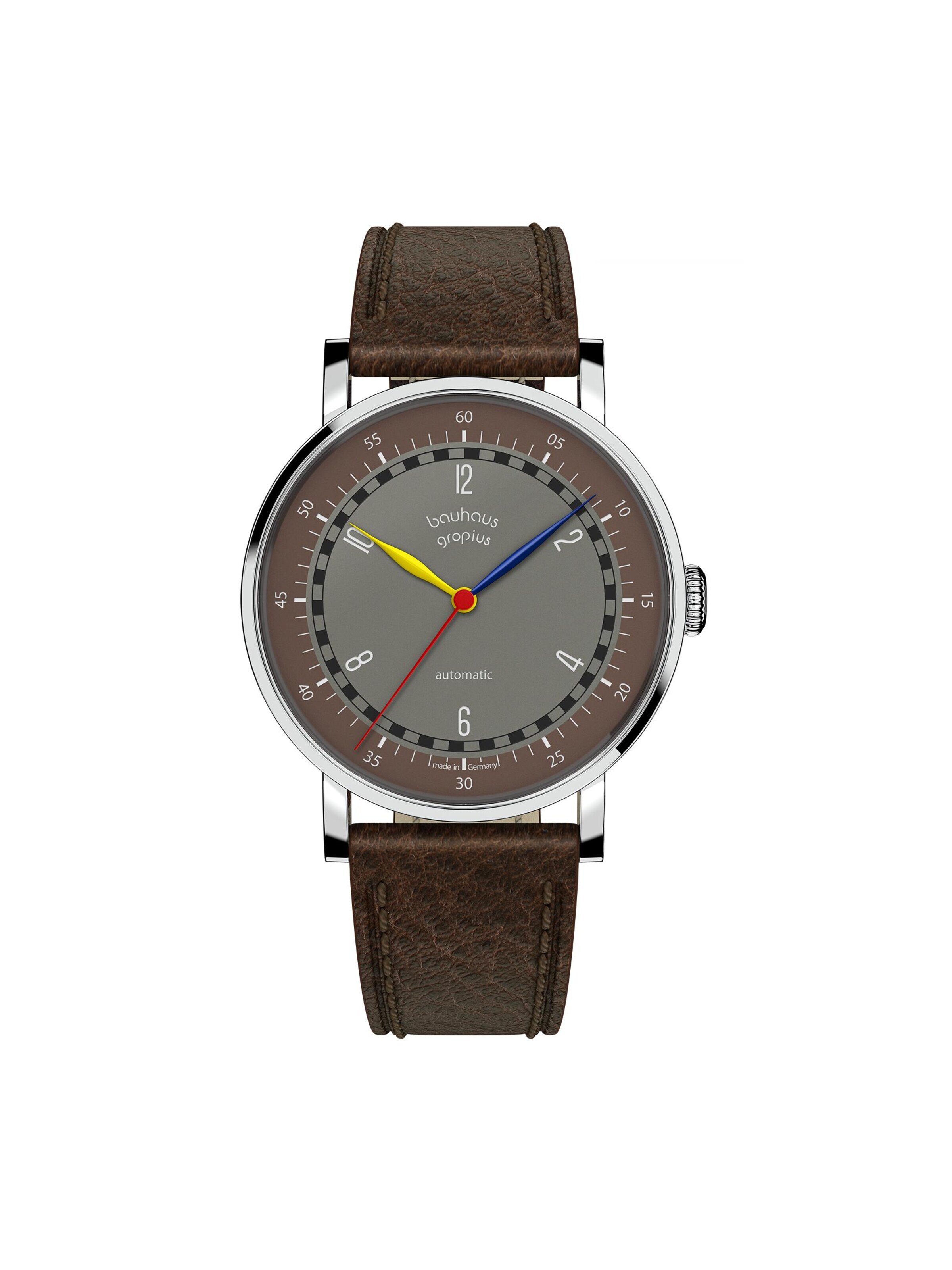 WALTER GROPIUS Analog Watch 'NEW BAUHAUS AUTOMATIK' in Brown: front