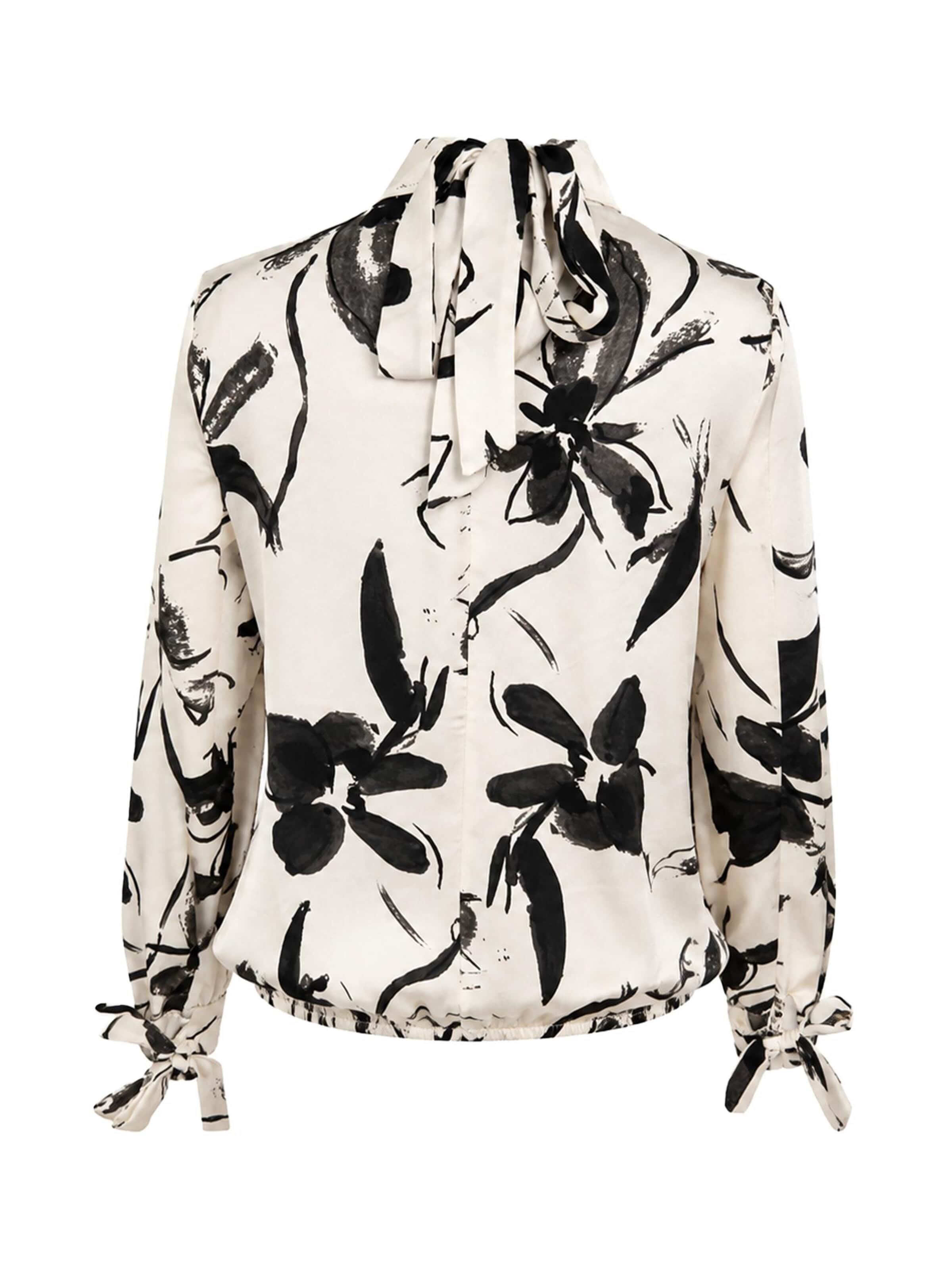 REGINA FASHION Bluzka 'Blouse with Standing collar print' w kolorze beżowy